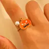 Anillo de Acero Inoxidable Transfronterizo Europeo y Americano con Personalidad Peculiar Presentando un Anillo para el Dedo Índice con una Cruz, Murciélago, Fantasma, Calabaza y Sombrero de Mago