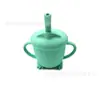 Taza de Aprendizaje para Bebés con Popote de Silicona Taza de Beber Agua con Tapa Antipolvo y Anticaídas Taza para Snacks de Silicona de Grado Alimenticio Punto Transfronterizo