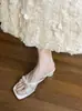 Nuevas Sandalias Elegantes 2026 con un Tacón Bajo Estilizado, Punta Cuadrada y Tacón Cuadrado, Adecuadas para Verano, Dulces y Perfectas para Combinar con Vestidos, Sandalias de Tacón Grueso