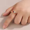 Anillo Minimalista de Alto Gama con Forma de Corazón, Venta Caliente Europea y Americana, Anillo de Moda Estilo Hip-Hop con Circonita Arcoíris Ajustable