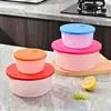 Conjunto de recipientes plásticos para alimentos, lancheira para trabalhadores de escritório com tampa, seguro para micro-ondas, tigela para macarrão instantâneo, bento box redondo, transfronteiriço
