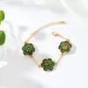 Bestseller transfronteiriço: Elegante conjunto de joias florais pintadas a óleo, pulseira, brincos, anel, estilo corte vintage