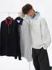 Sudadera falsa de dos piezas para hombre, estilo coreano, holgada, estilo bf perezoso, top tipo jersey, chaqueta con capucha casual moderna de otoño, nueva