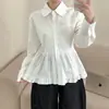 Moda femenina coreana Dongdaemun estilo primavera nicho con volantes de un solo pecho cuello de muñeca camisa de manga larga top