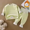 Conjunto Outono e Inverno Bebê Quente Conjunto Separado Roupa Íntima Bebê Crianças Roupas de Boneca Meninos e Meninas Espessado Mais Veludo Roupas Quentes