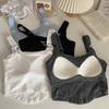 Camisola pequeña bordada con letras Pure Desire y almohadilla para el pecho para niña, prenda interior sexy, top corto ajustado para niña