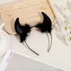 Diadema de Cuernos de Diablo para Halloween para Niños y Adultos, Tocado de Payaso para Fiesta Navideña, Diadema Roja de Cuernos con Lentejuelas y Plumas