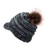 2023 ebay Novo Amazon venda quente transfronteiriça chapéu de lã listrado curling chapéu de tricô quente feminino com pompom de pele