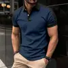 2023 transfronterizo europeo y americano AliExpress nuevo para hombre casual de negocios cuello de polo de manga corta raglán