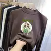 Camiseta Base de Terciopelo Doble Cara para Niñas Otoño e Invierno Nueva Camiseta de Manga Larga Cálida Estilo Bebé de Cuello Alto