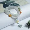 Jade Dorado de Seda de Xinjiang Jade Dongling Esmeralda del Tianshan Pulsera de Múltiples Círculos Pulsera de Cristal Diseño Antiguo Hebilla Segura Accesorios