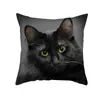 Envío directo transfronterizo Funda de almohada de animal con estampado de gato negro de dibujos animados Funda de cojín para el hogar