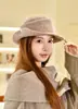 Sombrero de Pescador de Felpa de Pelo de Conejo para Mujer, Estilo Coreano Versátil de Alta Gama para Otoño e Invierno, Sombrero de Cubo para Circunferencia de Cabeza Grande, Sombrero de Cubo de Invierno