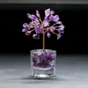 Ornamento de Árvore da Fortuna de Cristal Amarelo Natural, Tigela de Tesouro de Ametista, Mini Decoração para Mesa de Escritório, Artesanato