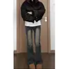 Jeans Retro Americanos Micro-acampanados para Mujer Primavera y Otoño Cintura Alta Elásticos Ajustados de Aspecto Versátil Estilo Milenio Chica Picante Pantalones de Pata de Caballo que Arrastran el Piso