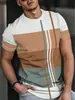 Camiseta de Manga Corta a Rayas con Bloques de Color de Verano para Hombre Cross-Border 2026 Estilo Europeo y Americano Bloques de Color Casual Top de Cuello Redondo Venta al por Mayor en Stock