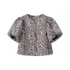 Blusa de Cetim com Manga Bufante Estilo Novo 2025, Estilo Europeu e Americano, High-End, Chamativa, Confortável e Fashion Top de Camisa de Manga Curta