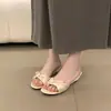 Primer Encuentro: Sandalias de cuña con adorno de lazo, Nuevas chanclas de estilo hada floral de verano para mujer, Diseño de lunares