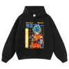 Sudadera Lavada Estilo Urbano Retro Estampado de Anime Holgada Oversize Casual Pulóver Otoño/Invierno Marca de Moda Top