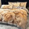 Popular Terciopelo Engrosado Leche Terciopelo Juego de Cuatro Piezas Antiestático Cálido Terciopelo Cama Cálida Sábanas y Fundas de Edredón 25 Productos Nuevos