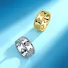 Anillo de Plata S925 con Moissanita de Trébol de Cuatro Hojas para Mujer, Pesa 6 Gramos, Anillo de Lujo Ligero, Diseño de Nicho, Joyería de Mano Versátil al por Mayor