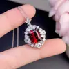 Colgante de granate rojo natural, engastado en plata de ley s925, granate completamente limpio para mujer, piedra principal de 8*10 mm