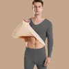 Ropa interior térmica para hombre, traje casual de invierno, superficie AB de terciopelo engrosado, resistente al frío, sin costuras, prenda interior básica simple, camiseta interior