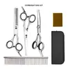 Venta al por mayor del fabricante Juego de tijeras de peluquería de acero inoxidable para mascotas Tijeras de peluquería de 6 pulgadas Suministros de belleza Juego combinado de tijeras de dientes planos