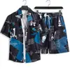 Traje de viaje Sanya Hawaii, camisa de manga corta para hombre, pantalones cortos holgados informales para vacaciones en la playa, moda masculina