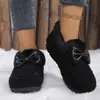 Zapatos de mujer de felpa con lazo suave estilo coreano, zapatos de invierno antideslizantes de suela blanda sin cordones, suministro transfronterizo zapatos peludos