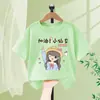 Pulôver Infantil de Gola Redonda Camiseta Confortável e Respirável para Meninas Tops Camiseta de Manga Curta Verão Novo Estilo para Crianças Médias e Grandes