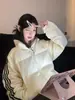 Chaqueta de Algodón con Tres Rayas de Marca Americana de Moda para Mujer, Cálida para Otoño e Invierno, Holgada, Deportiva Casual, Versátil, con Cuello Alto, Chaqueta Acolchada