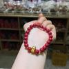 Pulsera de Cinabrio de un Círculo con Accesorios de Dragón Bebé Chapados en Oro Cobre, Diseño Original Nuevo de Boutique de Moda