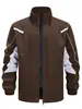 Jaqueta corta-vento com capuz masculina transfronteiriça esportiva casual para atividades ao ar livre, modelagem solta, versátil, moderna, com retalhos, comércio exterior