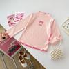 Veludo alemão outono e inverno novo versátil menina doce base de renda camisa de manga comprida meninas quentes desenho animado versátil confortável camiseta tendência