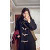 Abrigo de Lana Negro con Botones de Cuerno para Mujer, Otoño e Invierno 2026 Nuevo Estilo Hepburn Coreano Elegante Grueso Abrigo de Lana