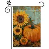Bandera de Jardín de Otoño de Acción de Gracias de Amazon Calabaza Lino Decoración de Doble Cara Banner de Bandera para Patio Exterior Jardín