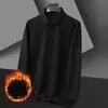 Camisa Polo Gruesa Forrada de Vellón Catiónico Otoño e Invierno para Hombre Casual de Negocios Cálida Amigable con la Piel Cuello Camisero Camiseta Base