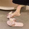 Pantuflas Planas Estilo Coreano con Lazo de Camelia para Salidas de Verano, Pantuflas de Moda Antideslizantes para el Hogar, Sandalias de Suela Suave