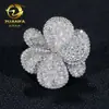 Nuevo Anillo Estilo Mariposa de 6 Pétalos de Moissanita Plata S925 Personalizado Anillo Unisex Hip-Hop Europeo y Americano