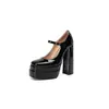 Novos Sapatos Femininos Europeus e Americanos de Primavera e Outono Sapatos de Solado Duplo Grosso Salto Grosso Bico Quadrado Sapatos de Comércio Exterior