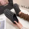 Pantuflas planas casuales para mujer, estilo slip-on, adecuadas para usar al aire libre, colección otoño/invierno 2026, punta redonda, sin tacón, diseño de lunares, temática de otoño, estilo media zapatilla, inspiradas en Birkenstock