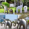 Estatua de Elefante de Mármol Imitación para Exteriores, Adornos para Paisaje de Jardín, Patio, Oficina de Ventas, Entrada Escénica, Escultura de Plástico Reforzado con Fibra de Vidrio
