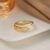 Anillo para uñas electrochapado en oro real, no se decolora, microincrustación de diamantes, anillo de material de cobre de lujo ligero avanzado, temperamento simple de nicho
