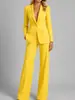Traje casual europeo y americano, top de cuello de moda ajustado, blazer, pantalones de pierna ancha de color liso, ropa de mujer transfronteriza de Amazon