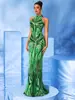 Nuevo Vestido Verde Sexy de Amazon para Mujer con Cuello Halter, Lentejuelas, Cola de Pez y Corte Ajustado, Adecuado para Fiestas Nocturnas