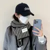 Cachecol de Lã Xadrez Dupla Face Estilo Coreano para Casal, Outono e Inverno, Extra Longo, Tricô Espesso, Cachecol Estudantil para Mulheres
