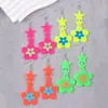 Pendientes Exagerados Europeos y Americanos Color Fluorescente Flor de Acrílico Pendientes de Moda Distintivos Pendientes de Estrella de Cinco Puntas Joyería para Orejas para Mujeres