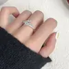 Anillo Sencillo de Perla Francés, Anillo Abierto Ajustable Personalizado, Circonita Micro-pavimentada, Anillo de Moda de Nicho que No se Desvanece