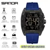 Popular Reloj Electrónico Sanda con Forma de Barril y Pantalla Única, Despertador Impermeable, Reloj de Pulsera para Estudiantes, Reloj Multifuncional con Esfera Grande, Dropshipping